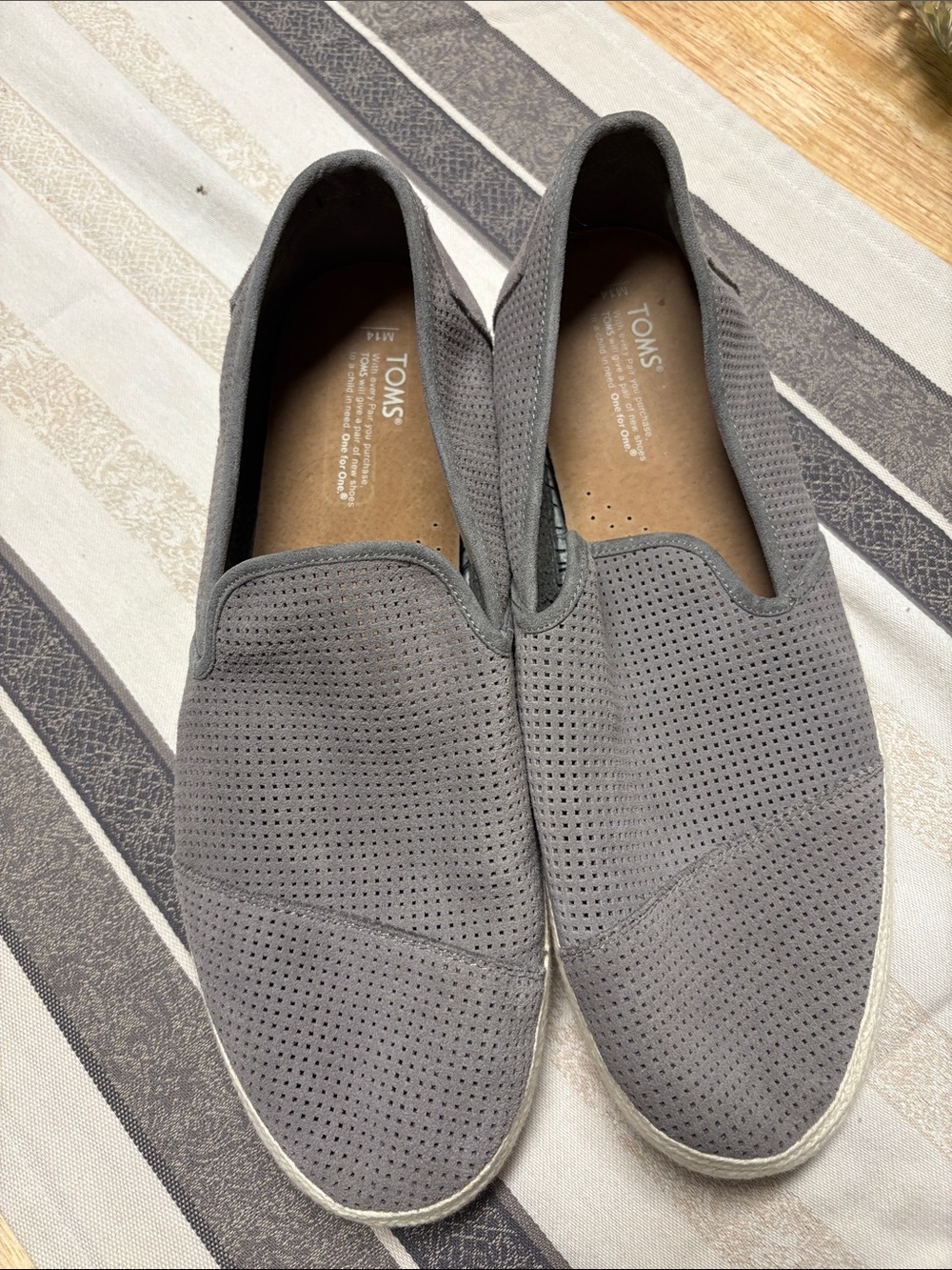 Toms Gray Perforated Slip-On Loafers